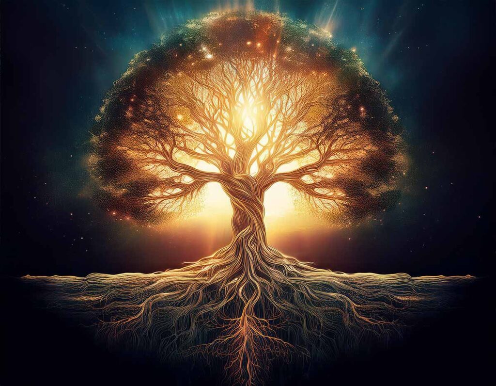 A tree that symbolizes the growth and transformation that can occur when we acknowledge both the positive and negative aspects of addiction